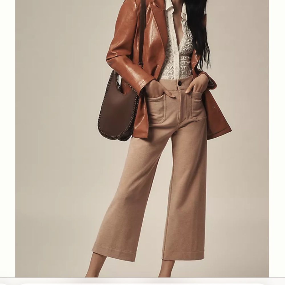 Maeve Colette cropped wide leg pants, brushed knit